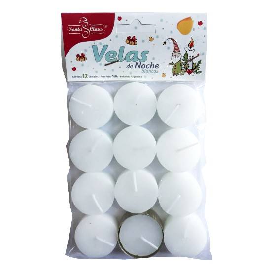 Velita De Noche Santa Clauss X 12 (Blanca)