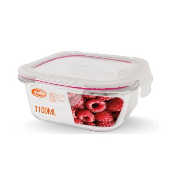 Contenedor De Vidrio Cuadrado 1100 Ml