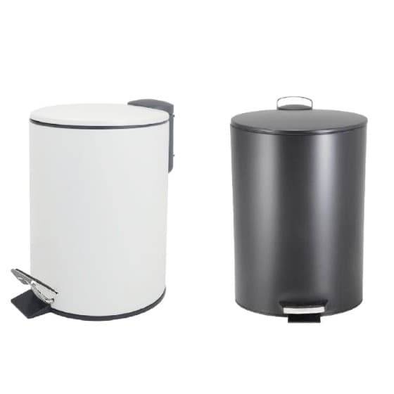 Tacho De Acero Inox. 12 Lt Bco/ Neg. Cierre Suave