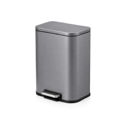 Tacho De Acero Inox. 5Lt Gris Mate Rectang. Cierre Suave