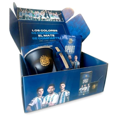 Mate Y Bombilla De Acero Grabado Afa + Yerba 500 Grs