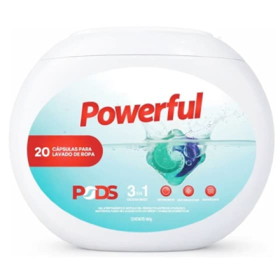 Capsula X20 Para Lavado De Ropa 3 En 1 Powerful 